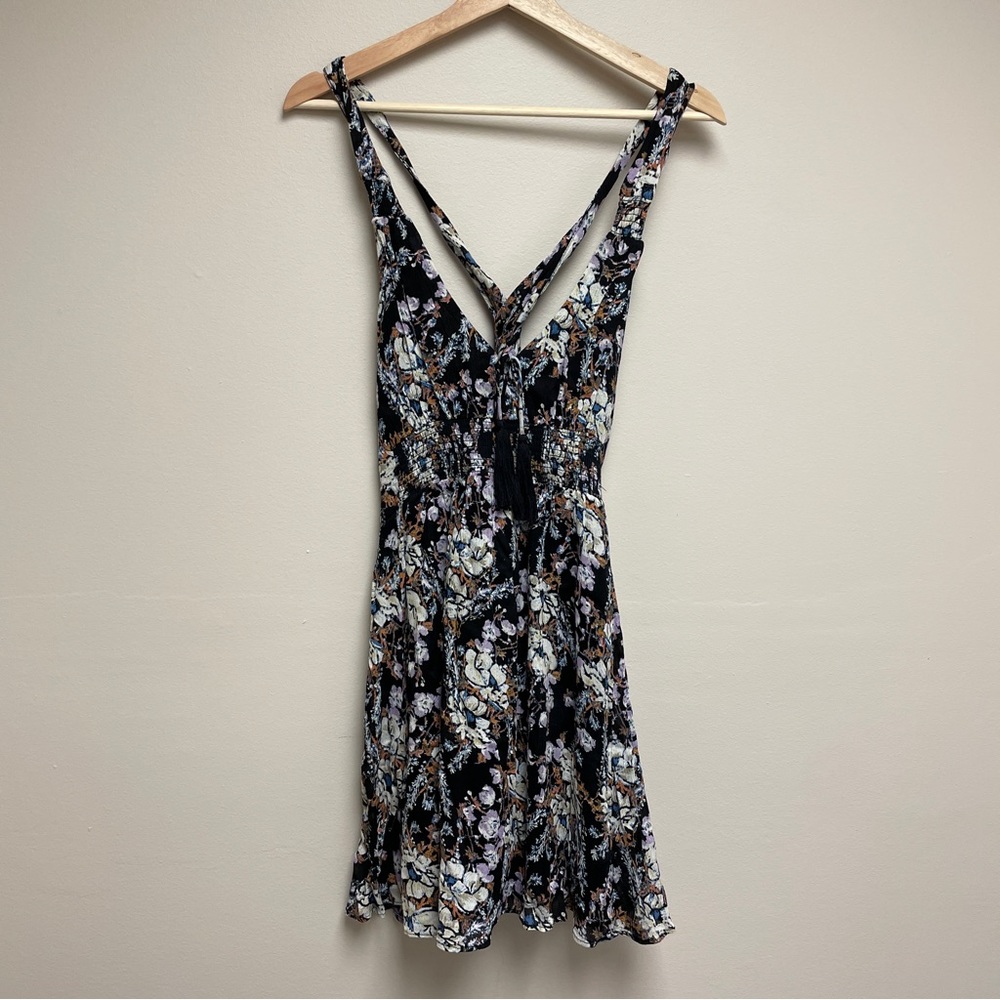 Free People Black Floral Mini Dress